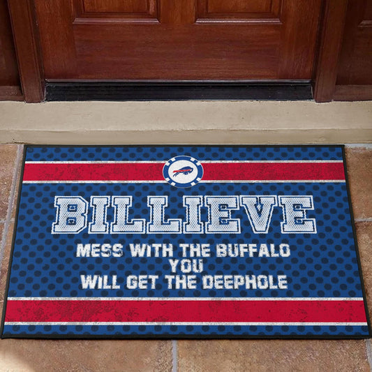 Buffalo Bills American Football Team Door Mat Billieve Mess With The Buffalo You Will Get The Deephole Door Mat Home Decor