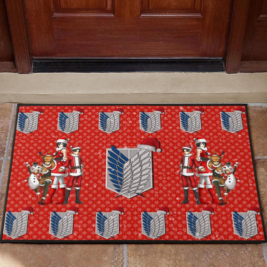 Attack On Titan Anime Door Mat - AOT Merry Christmas Outfit Wings Patterns Door Mat