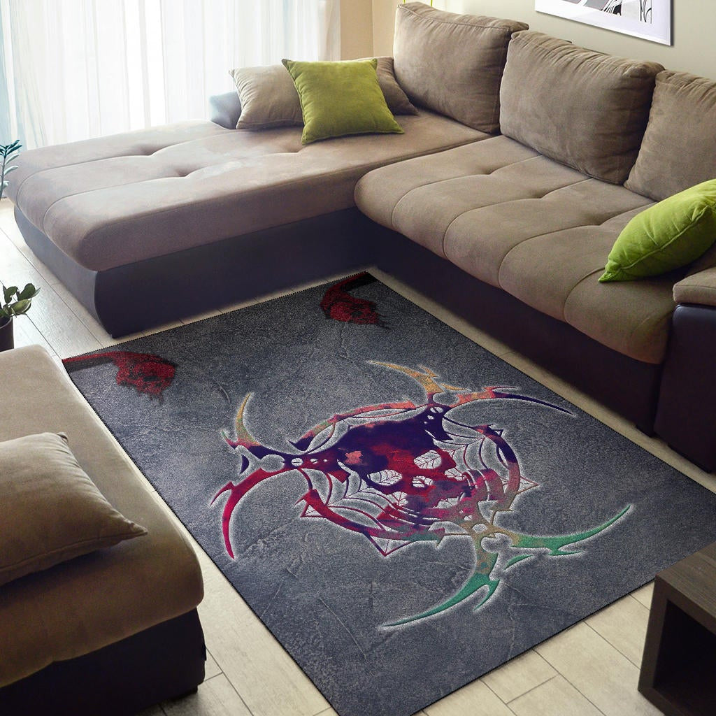 Skull Area Rug - Demon Death Skull Skeleton Sign Rugs Home Decor