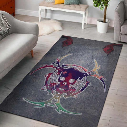 Skull Area Rug - Demon Death Skull Skeleton Sign Rugs Home Decor