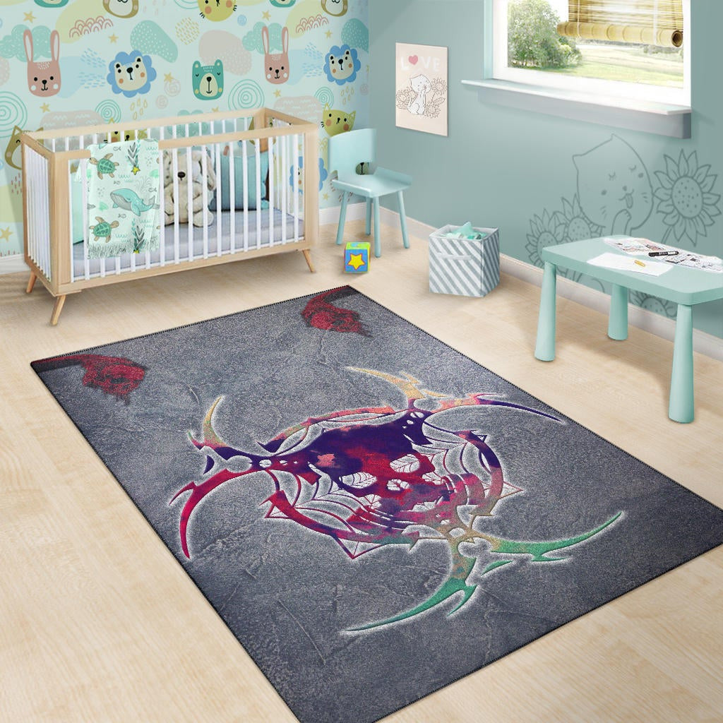 Skull Area Rug - Demon Death Skull Skeleton Sign Rugs Home Decor