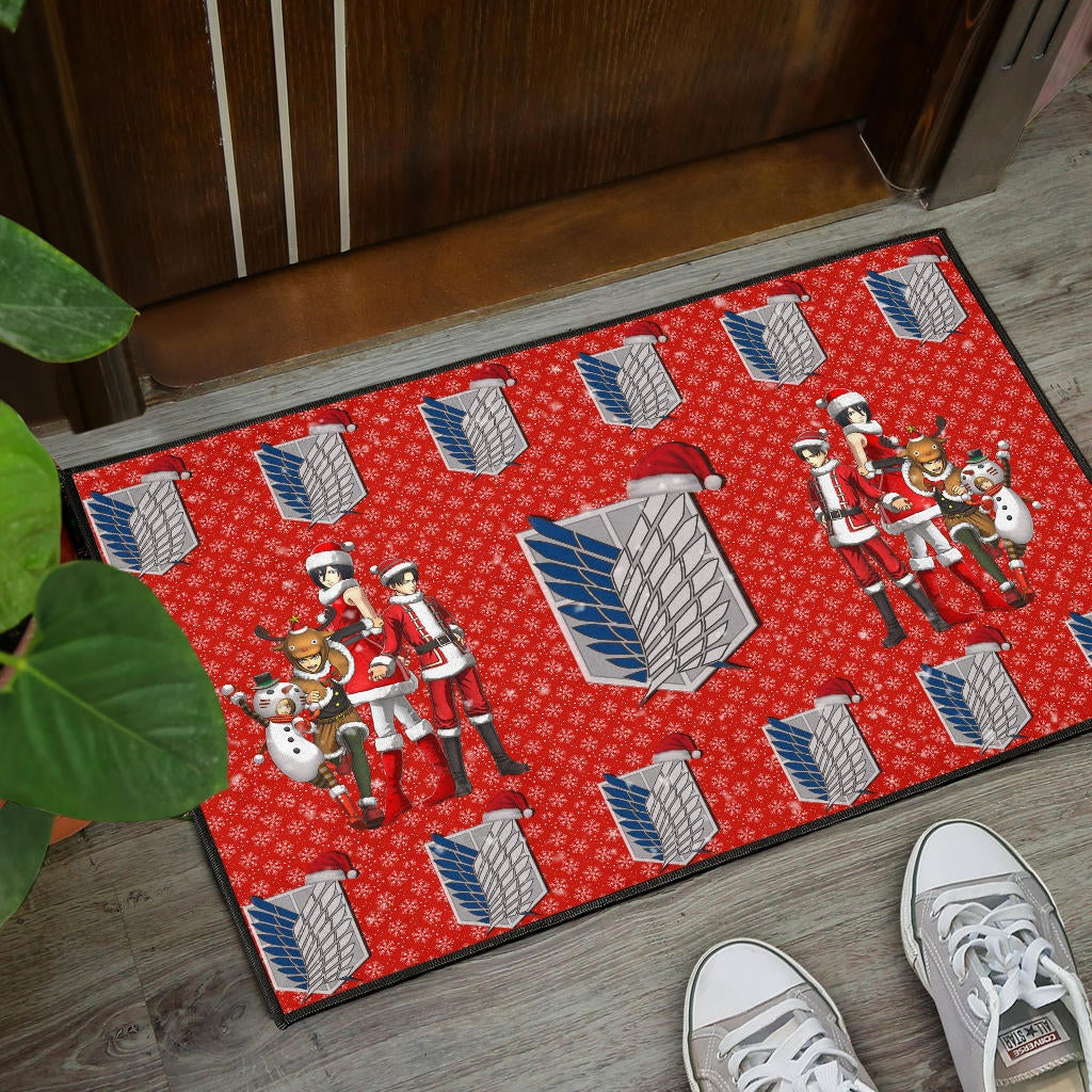 Attack On Titan Anime Door Mat - AOT Merry Christmas Outfit Wings Patterns Door Mat