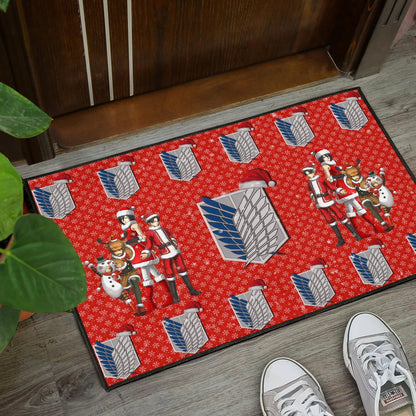 Attack On Titan Anime Door Mat - AOT Merry Christmas Outfit Wings Patterns Door Mat
