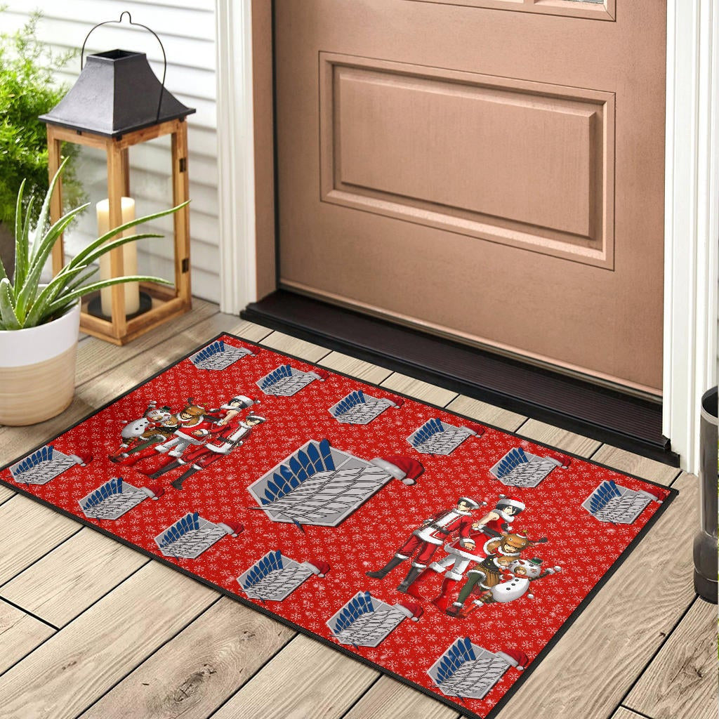 Attack On Titan Anime Door Mat - AOT Merry Christmas Outfit Wings Patterns Door Mat