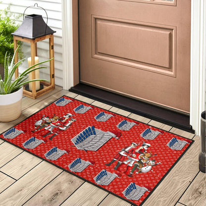 Attack On Titan Anime Door Mat - AOT Merry Christmas Outfit Wings Patterns Door Mat