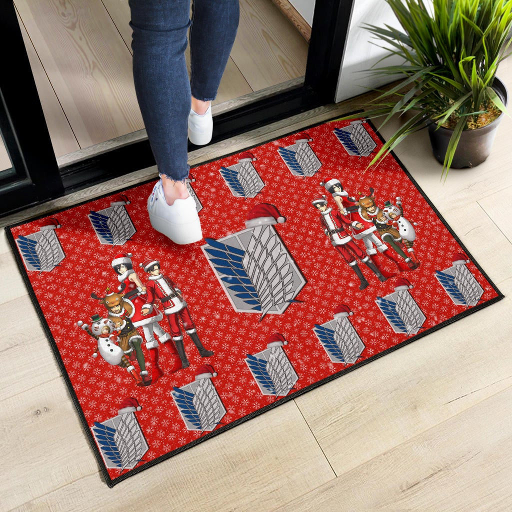 Attack On Titan Anime Door Mat - AOT Merry Christmas Outfit Wings Patterns Door Mat
