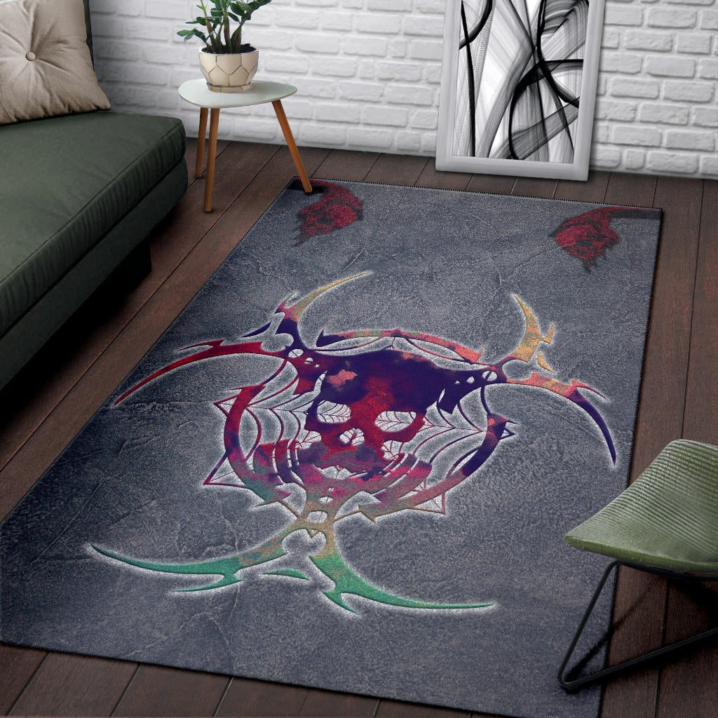 Skull Area Rug - Demon Death Skull Skeleton Sign Rugs Home Decor