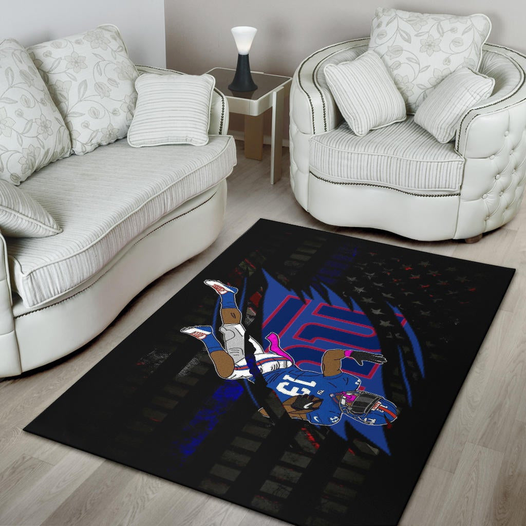 New York Giants American Football Team Area Rug Player 13 Protecting Rugby Ball On Claw Scratches Rugs Home Decor
