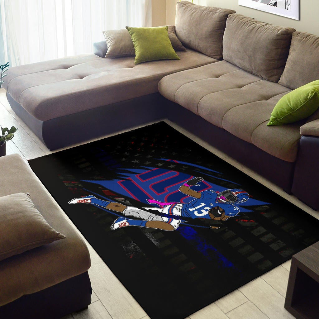 New York Giants American Football Team Area Rug Player 13 Protecting Rugby Ball On Claw Scratches Rugs Home Decor