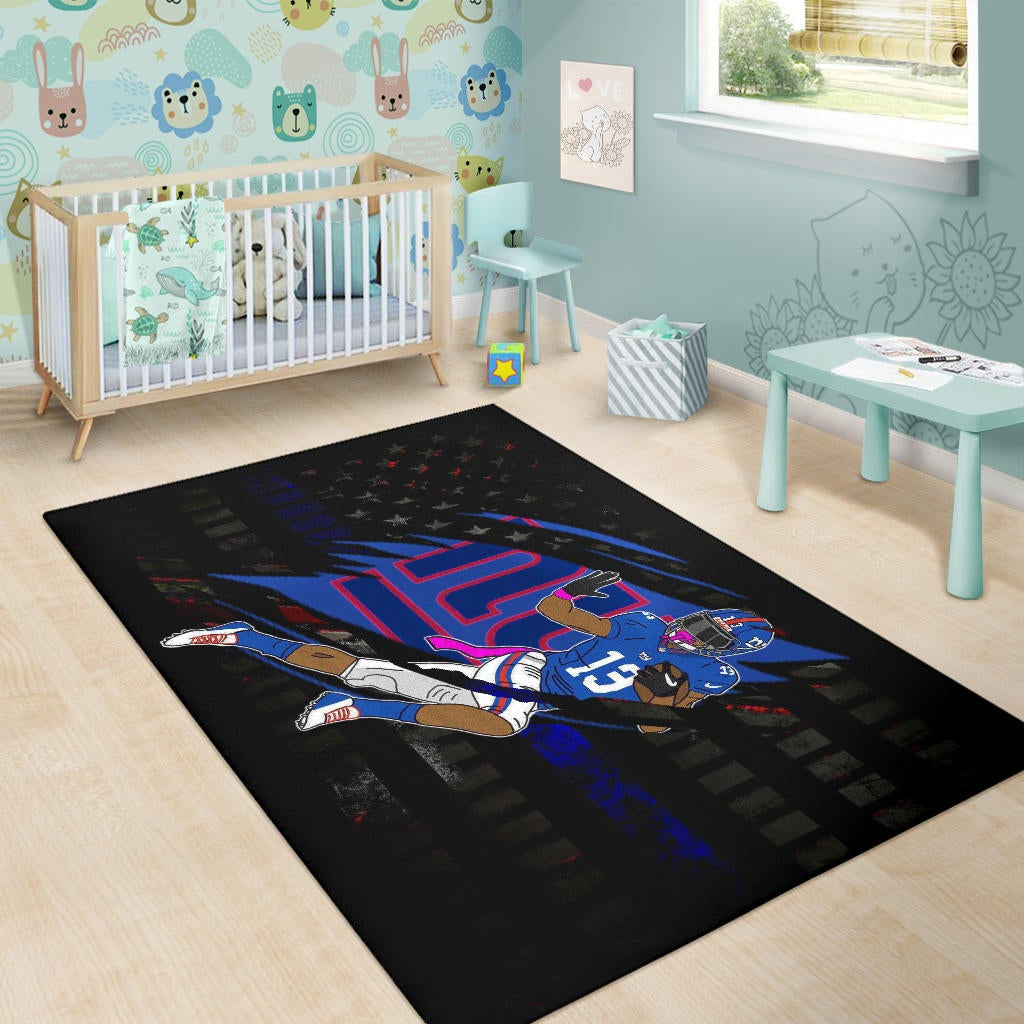 New York Giants American Football Team Area Rug Player 13 Protecting Rugby Ball On Claw Scratches Rugs Home Decor