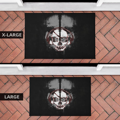 Skull Door Mat - Horror Pirate Skull Wear Headphone Black White Door Mat
