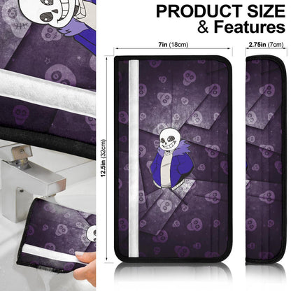 Skull Seat Belt Covers - Love Sans Wearing Blue Winter Clothes Skull Patterns Belt Covers NT112405
