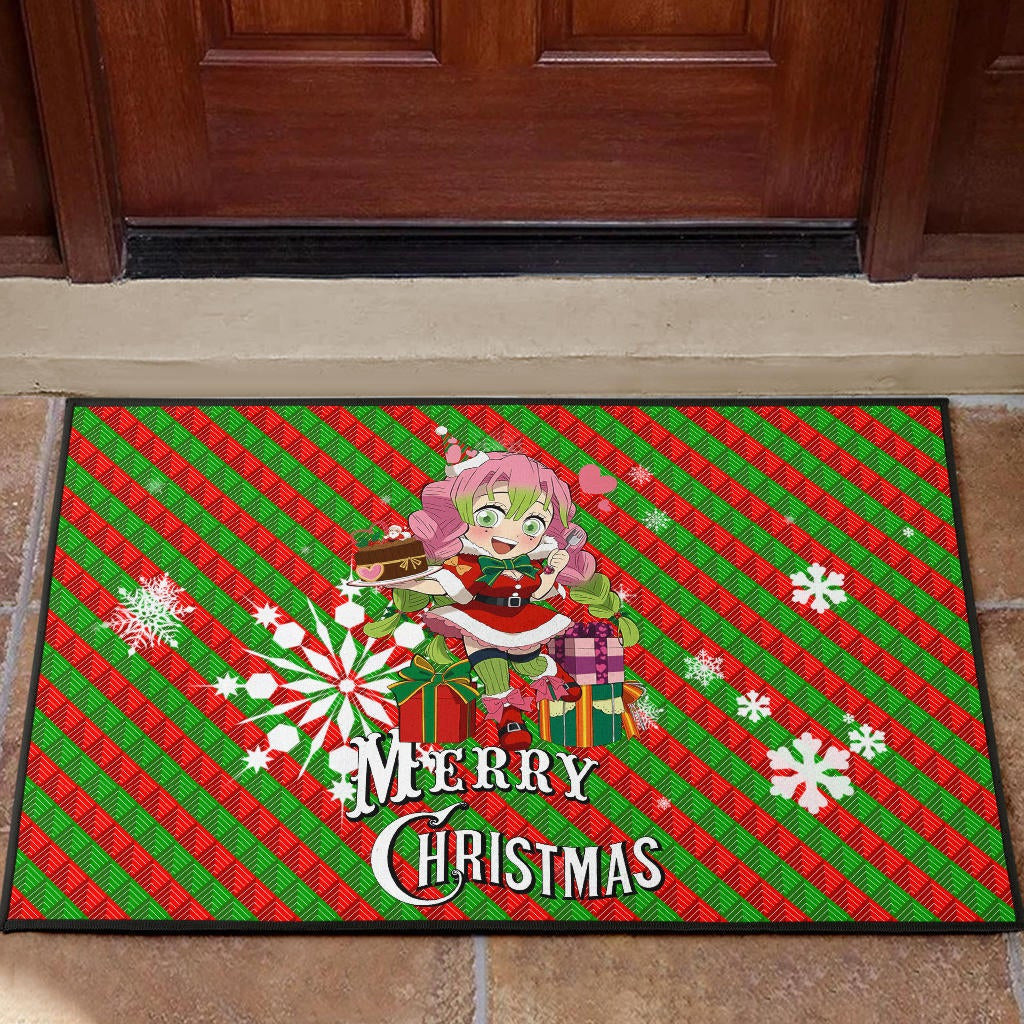 Demon Slayer Anime Door Mat - Merry Christmas Mitsuri Chibi Xmas Sweet Girl Door Mat Home Decor