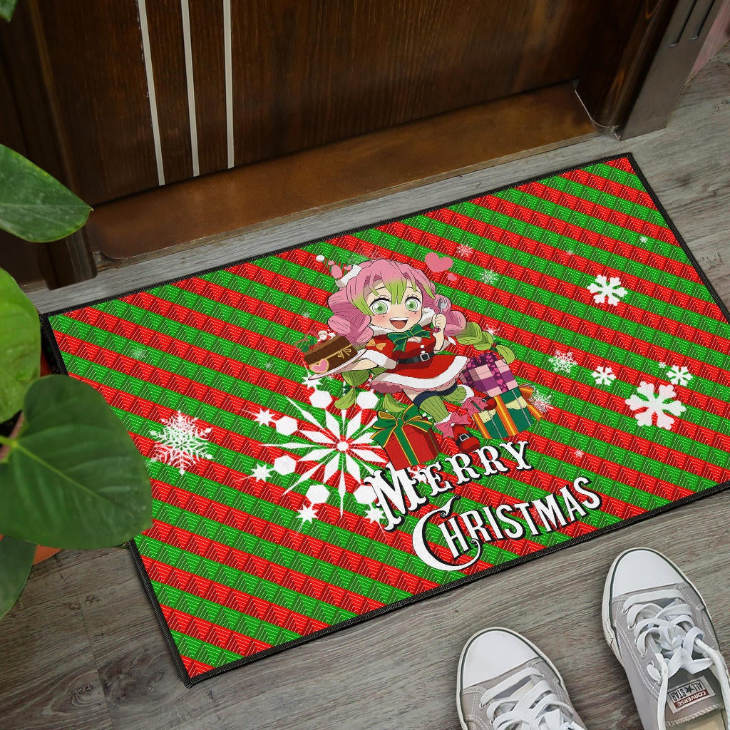 Demon Slayer Anime Door Mat - Merry Christmas Mitsuri Chibi Xmas Sweet Girl Door Mat Home Decor
