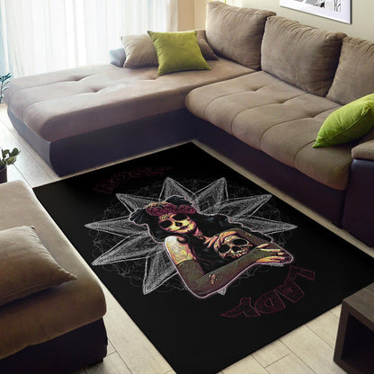 Skull Area Rug - Pretty Death Rose Lady Hug Skull Head Rugs Home Decor