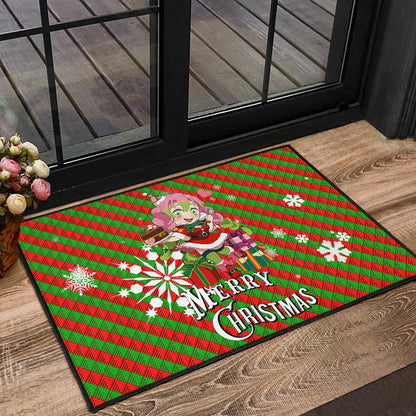 Demon Slayer Anime Door Mat - Merry Christmas Mitsuri Chibi Xmas Sweet Girl Door Mat Home Decor