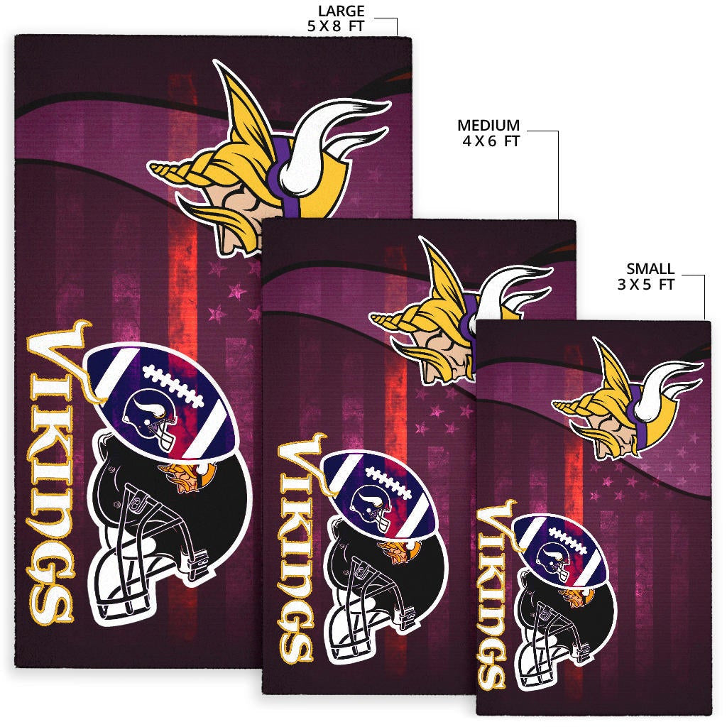 Minnesota Vikings American Football Team Area Rug Viking Head Rugby Ball And Black Helmet Symbol Rugs Home Decor