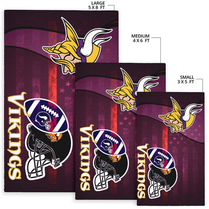 Minnesota Vikings American Football Team Area Rug Viking Head Rugby Ball And Black Helmet Symbol Rugs Home Decor