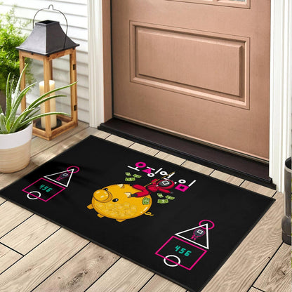 Squid Game Movie Door Mat - Squid Worker Swing Golden Pig Wrecking Ball Door Mat Home Decor