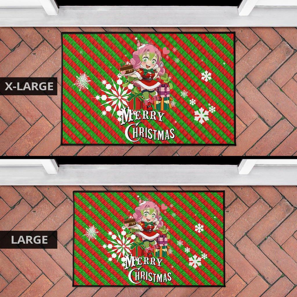 Demon Slayer Anime Door Mat - Merry Christmas Mitsuri Chibi Xmas Sweet Girl Door Mat Home Decor