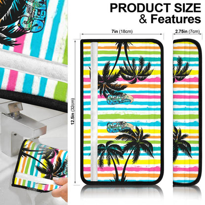 American Football Team Seat Belt Covers - Seattle Seahawks Holiday With Palm Tree Silhouette Belt Covers