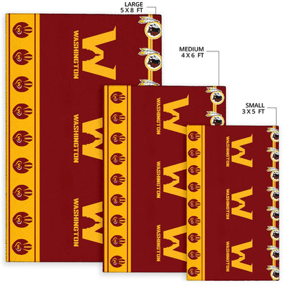 American Football Team Area Rug - Washington W And Rugby Ball Patterns Rugs Home Decor