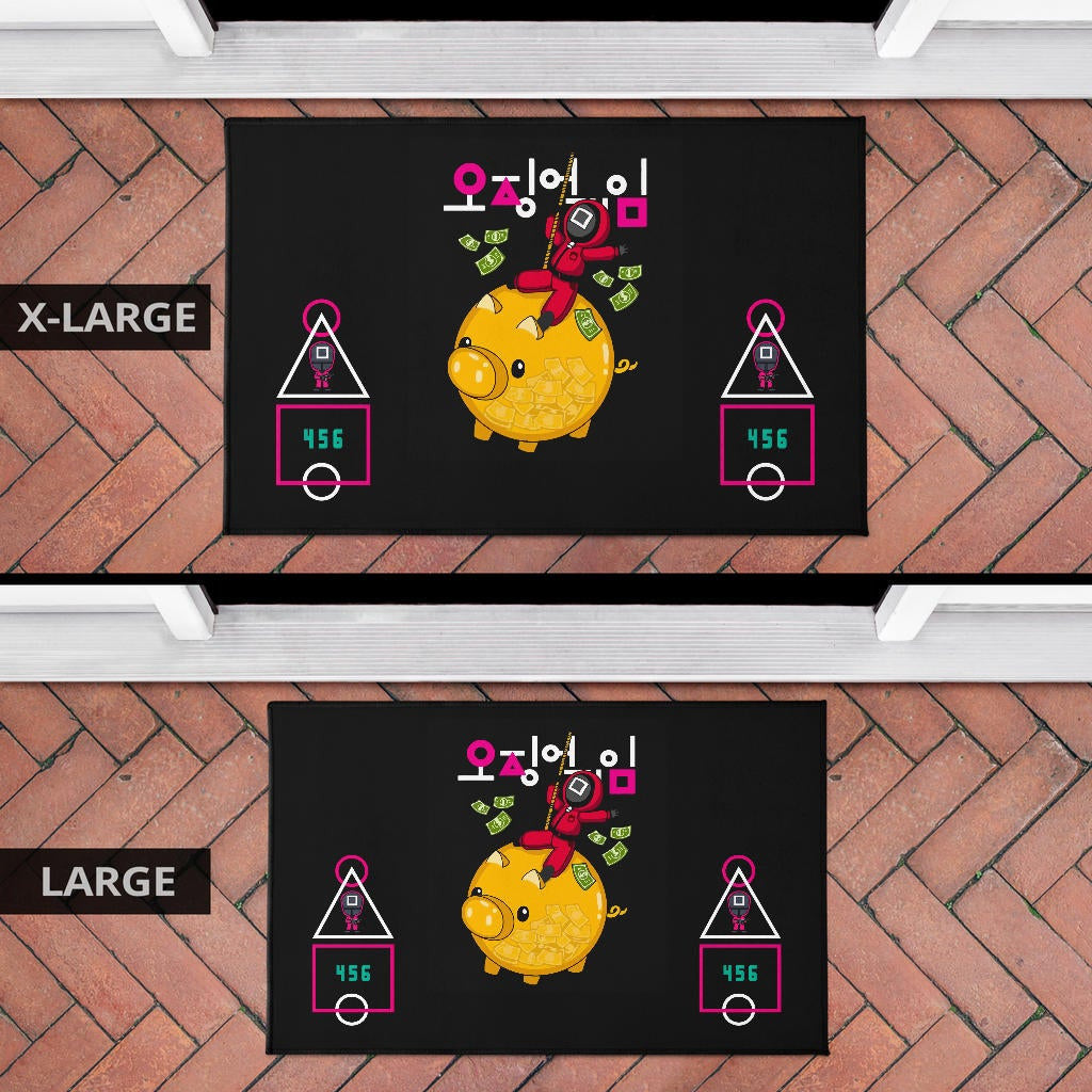 Squid Game Movie Door Mat - Squid Worker Swing Golden Pig Wrecking Ball Door Mat Home Decor