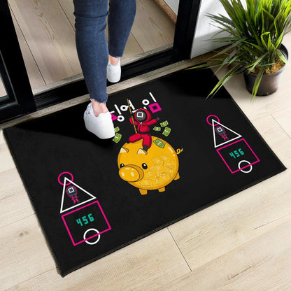 Squid Game Movie Door Mat - Squid Worker Swing Golden Pig Wrecking Ball Door Mat Home Decor