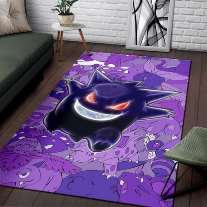 Pokemon Anime Area Rug - Evil Hintergrund Gengar Red Eyes With Purple Pokemons Rugs Home Decor