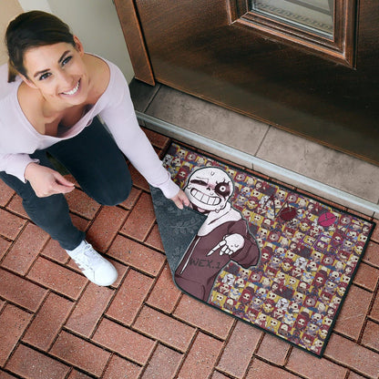 Valentine Door Mat - Sans Undertale Wearing Jacket Sweating No Love Lies Patterns Door Mat Home Decor