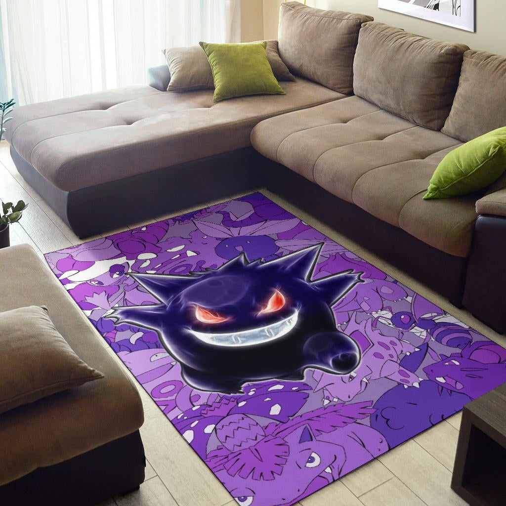 Pokemon Anime Area Rug - Evil Hintergrund Gengar Red Eyes With Purple Pokemons Rugs Home Decor