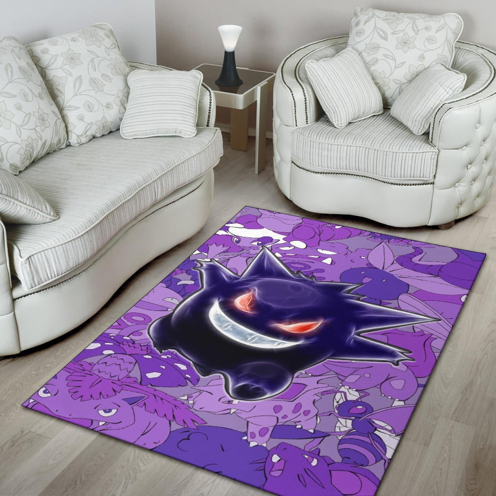 Pokemon Anime Area Rug - Evil Hintergrund Gengar Red Eyes With Purple Pokemons Rugs Home Decor