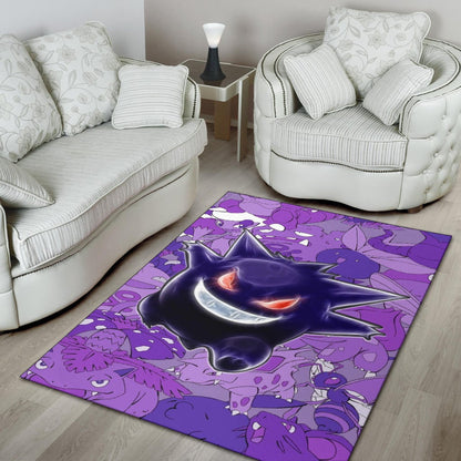 Pokemon Anime Area Rug - Evil Hintergrund Gengar Red Eyes With Purple Pokemons Rugs Home Decor