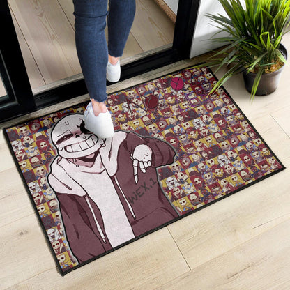 Valentine Door Mat - Sans Undertale Wearing Jacket Sweating No Love Lies Patterns Door Mat Home Decor