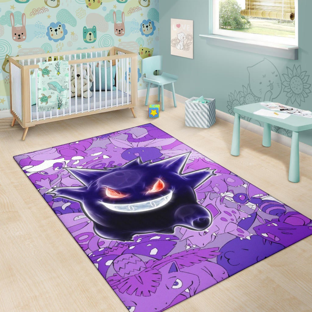 Pokemon Anime Area Rug - Evil Hintergrund Gengar Red Eyes With Purple Pokemons Rugs Home Decor