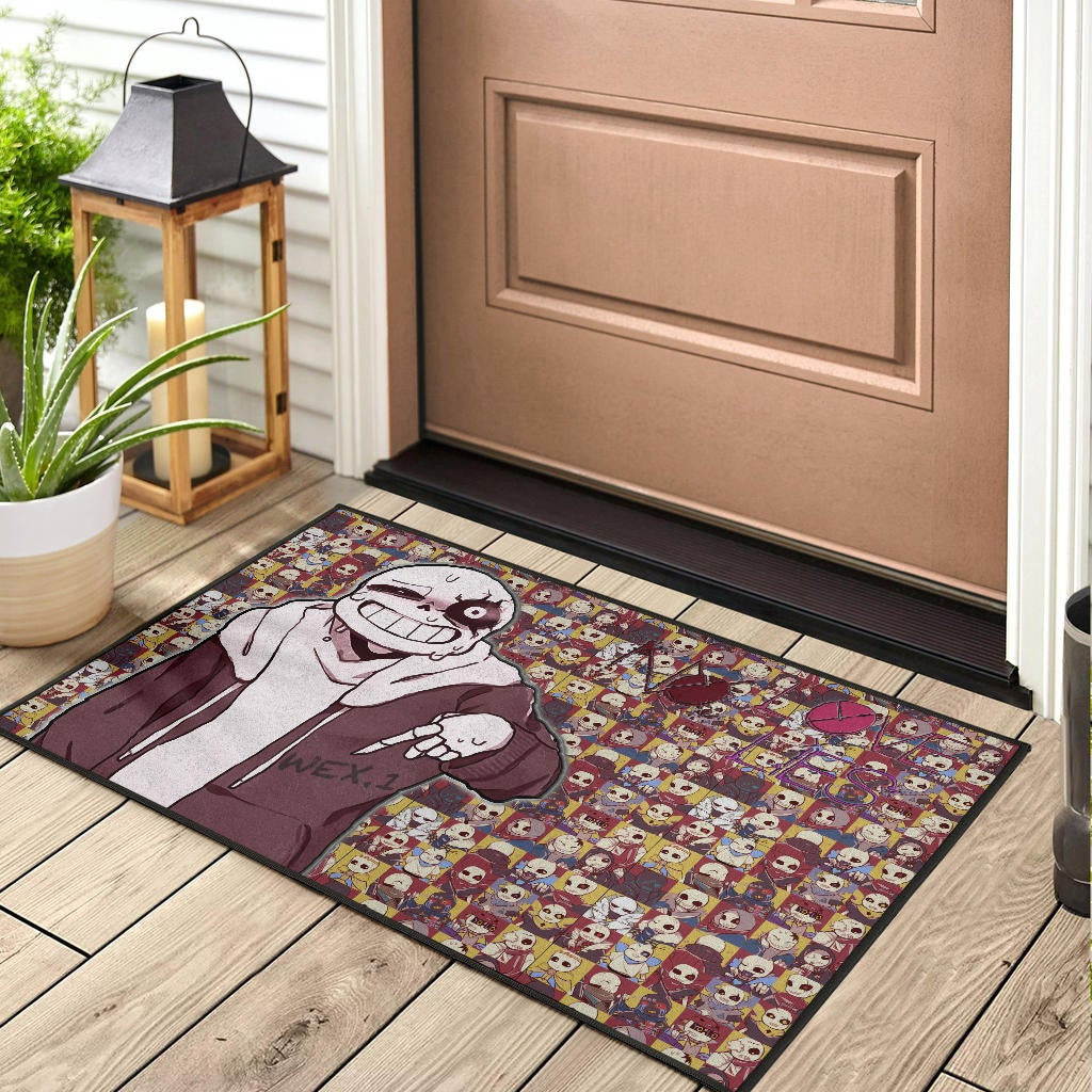 Valentine Door Mat - Sans Undertale Wearing Jacket Sweating No Love Lies Patterns Door Mat Home Decor