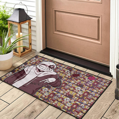 Valentine Door Mat - Sans Undertale Wearing Jacket Sweating No Love Lies Patterns Door Mat Home Decor