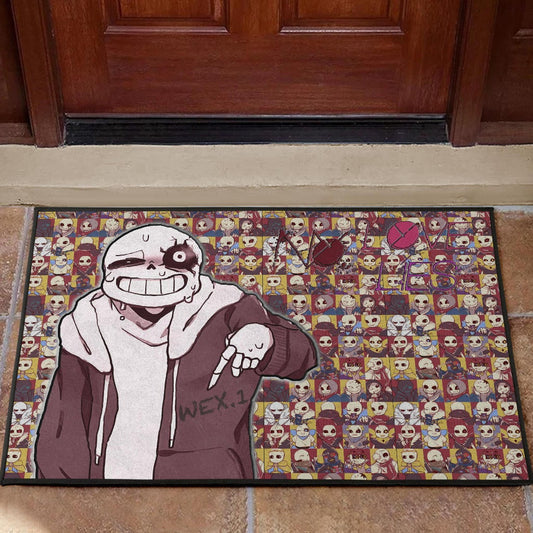 Valentine Door Mat - Sans Undertale Wearing Jacket Sweating No Love Lies Patterns Door Mat Home Decor