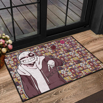Valentine Door Mat - Sans Undertale Wearing Jacket Sweating No Love Lies Patterns Door Mat Home Decor