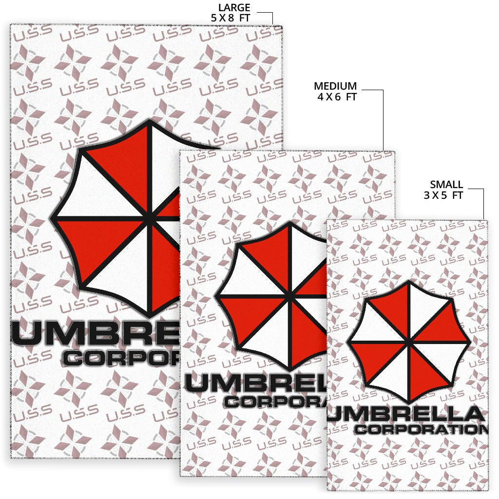 Resident Evil Game Area Rug - Umbrella Corp Symbol USS White And Red Rugs Home Decor
