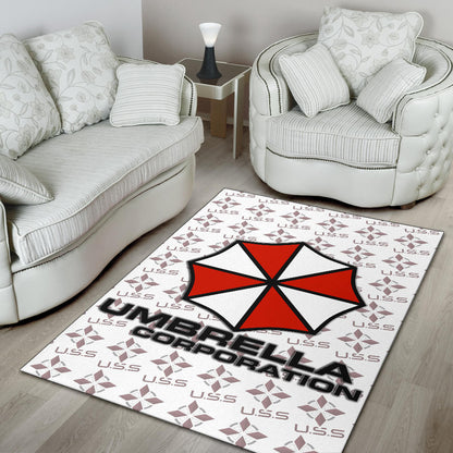 Resident Evil Game Area Rug - Umbrella Corp Symbol USS White And Red Rugs Home Decor