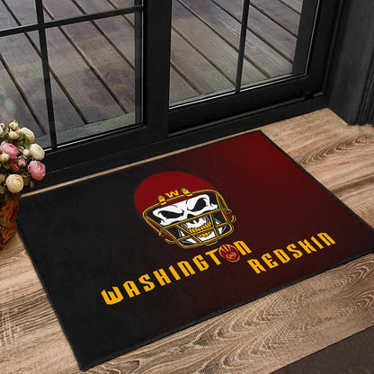 American Football Team Door Mat - Washington Redskin Skull Wearing Helmet Door Mat Home Decor