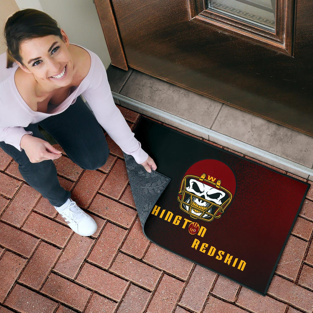American Football Team Door Mat - Washington Redskin Skull Wearing Helmet Door Mat Home Decor
