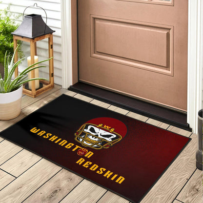 American Football Team Door Mat - Washington Redskin Skull Wearing Helmet Door Mat Home Decor