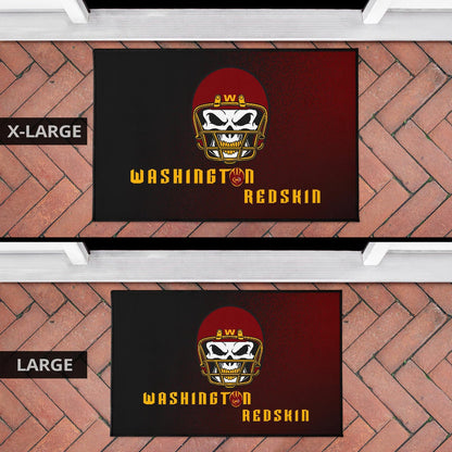 American Football Team Door Mat - Washington Redskin Skull Wearing Helmet Door Mat Home Decor