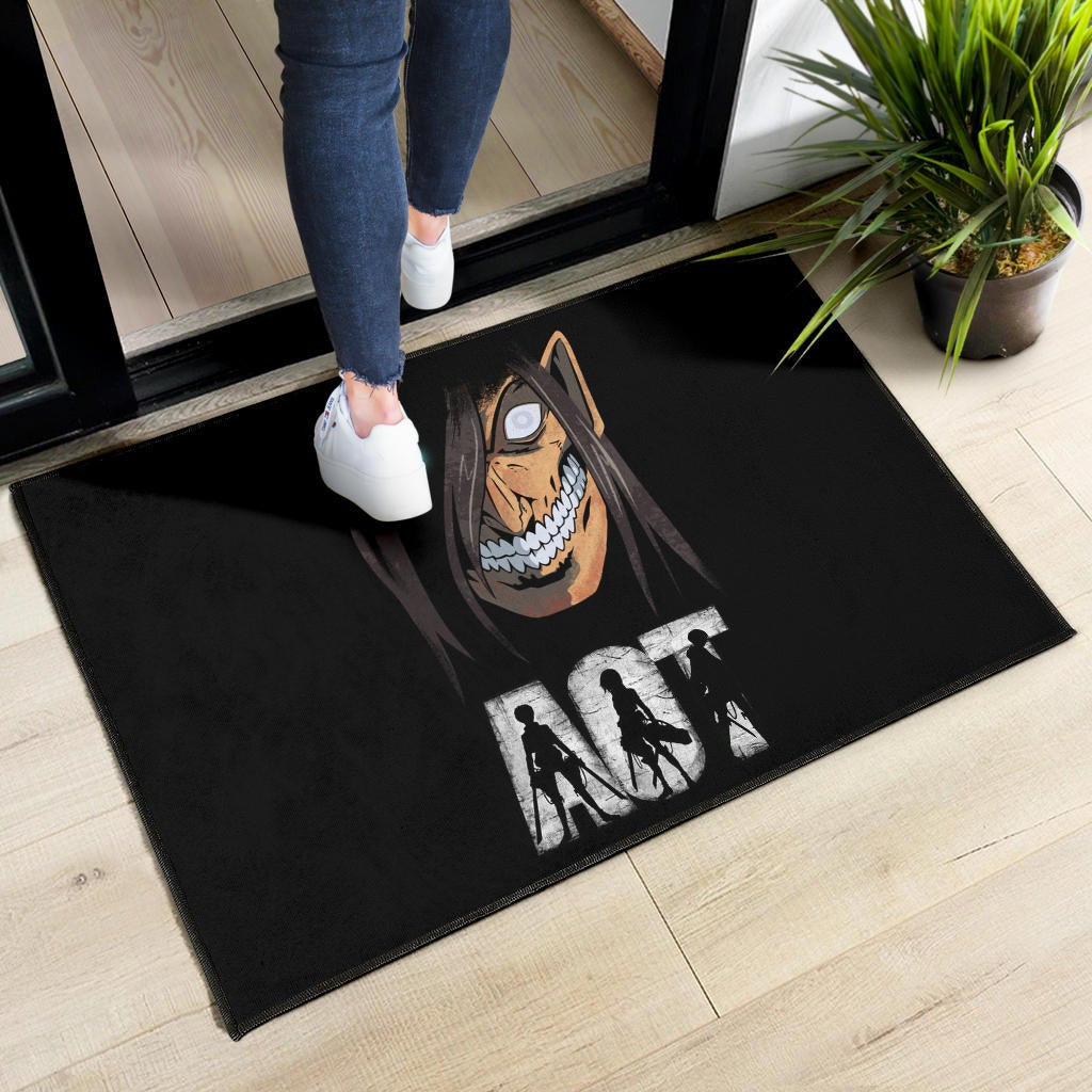 Attack On Titan Anime Door Mat - AOT Characters And Eren Titan Face Door Mat Home Decor