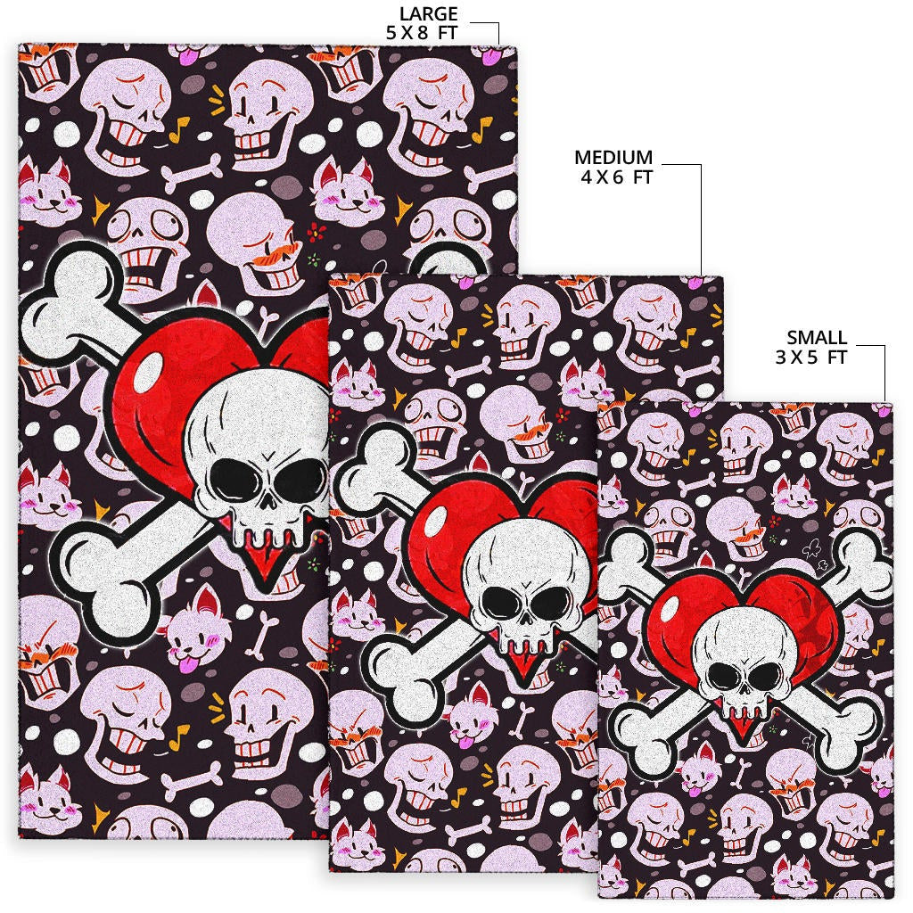 Skull Area Rug - Love In Your Bones Funny Skull Emotions Patterns Valentine Rugs Home Decor