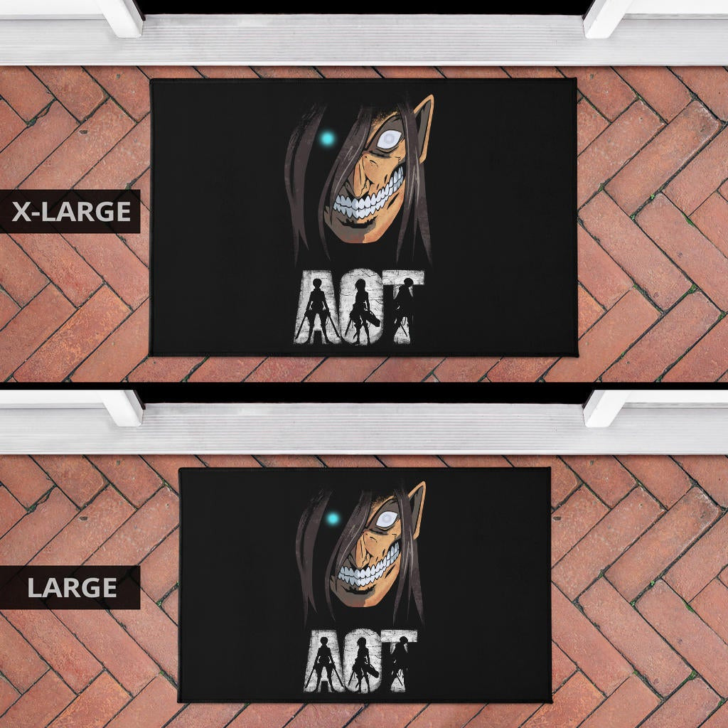 Attack On Titan Anime Door Mat - AOT Characters And Eren Titan Face Door Mat Home Decor