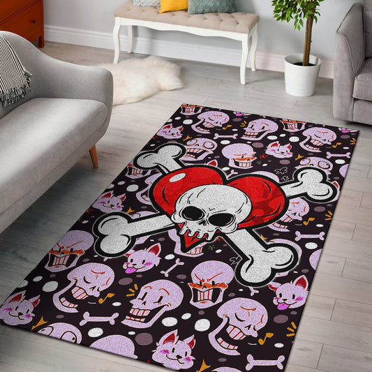 Skull Area Rug - Love In Your Bones Funny Skull Emotions Patterns Valentine Rugs Home Decor