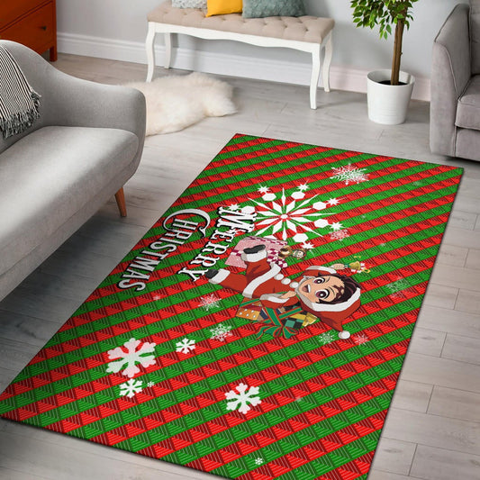 Demon Slayer Anime Area Rug - Merry Christmas Santa Tanjiro With Xmas Gifts Rugs Home Decor